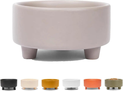 Ceramic Cat &amp; Dog Pet Bowl, Elevated Stoneware Feeder, Dishwasher Safe