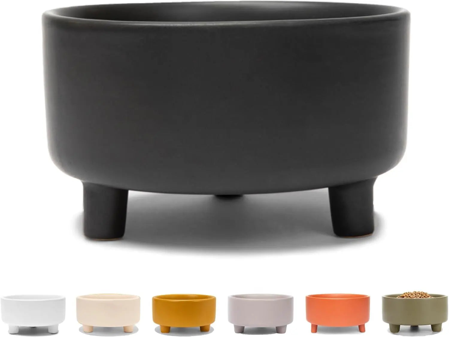 Ceramic Cat &amp; Dog Pet Bowl, Elevated Stoneware Feeder, Dishwasher Safe