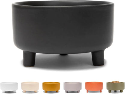 Ceramic Cat &amp; Dog Pet Bowl, Elevated Stoneware Feeder, Dishwasher Safe