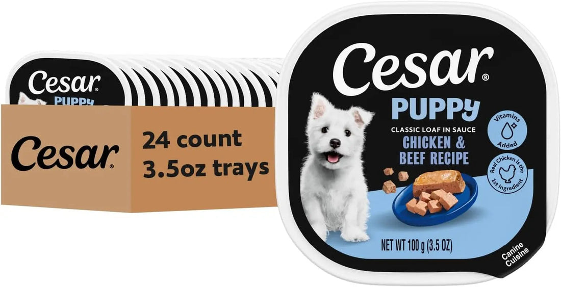 Cesar Puppy Classic Wet Dog Food Chicken &amp; Beef or Variety Pack 3.5oz 24ct