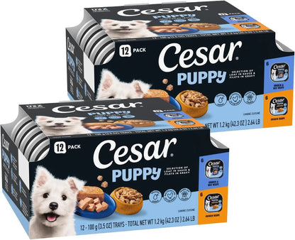 Cesar Puppy Classic Wet Dog Food Chicken &amp; Beef or Variety Pack 3.5oz 24ct
