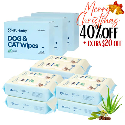 4FurBaby Dog &amp; Cat Grooming Wipes, Plant-Based, Hypoallergenic, 400 Count