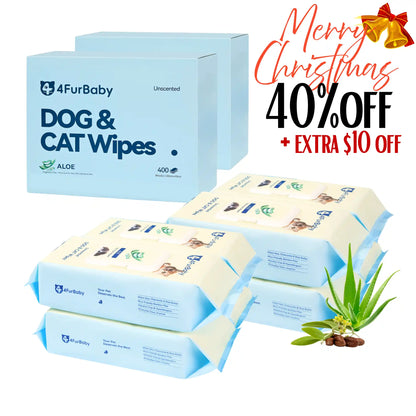 4FurBaby Dog &amp; Cat Grooming Wipes, Plant-Based, Hypoallergenic, 400 Count