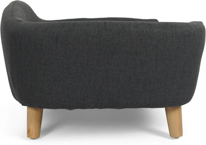 Elevated Dog Sofa Bed Corduroy Pet Couch with Wooden Legs 30 Inch