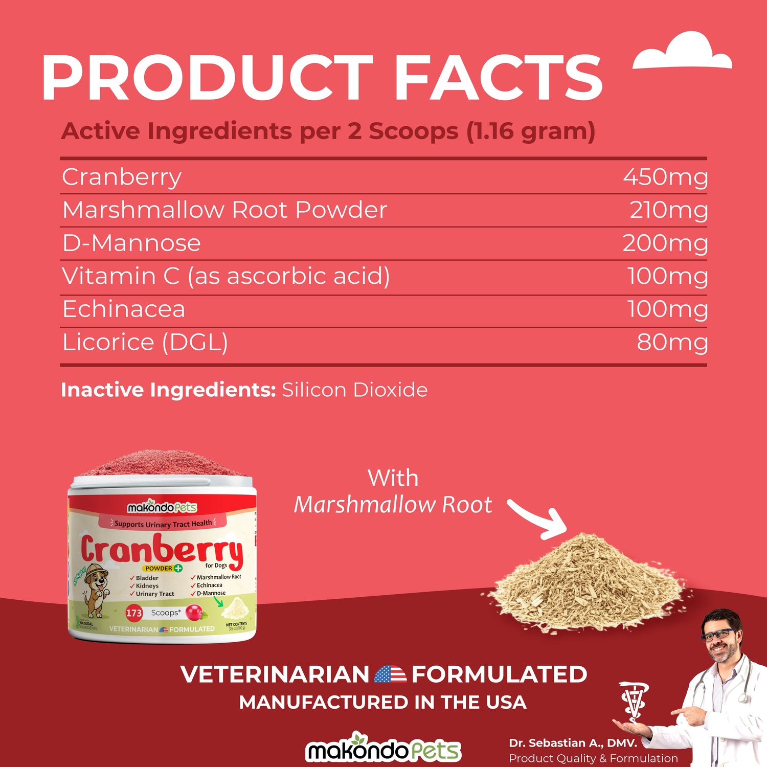 Cranberry for Dogs. Urinary Tract Support. 173 Scoops