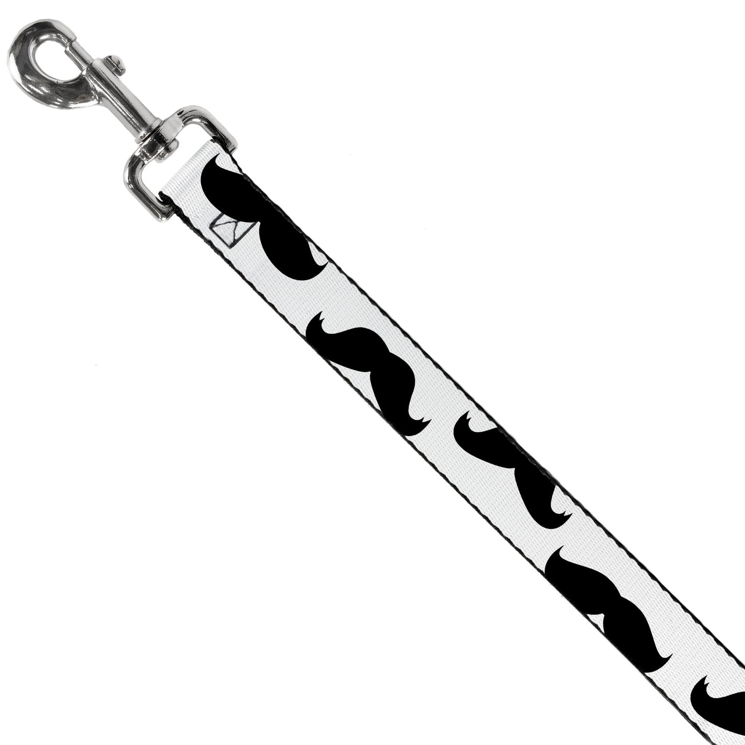 Dog Leash - Mustaches White/Black
