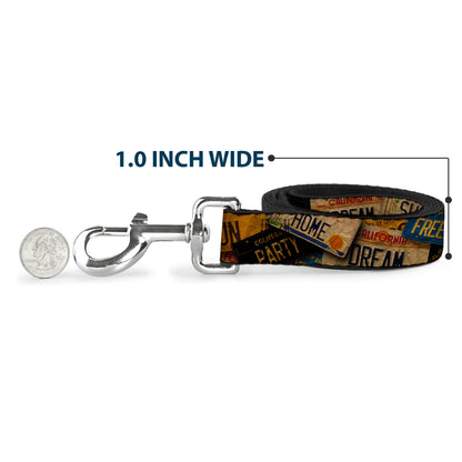 Dog Leash - Cali License Plates Stacked Vintage