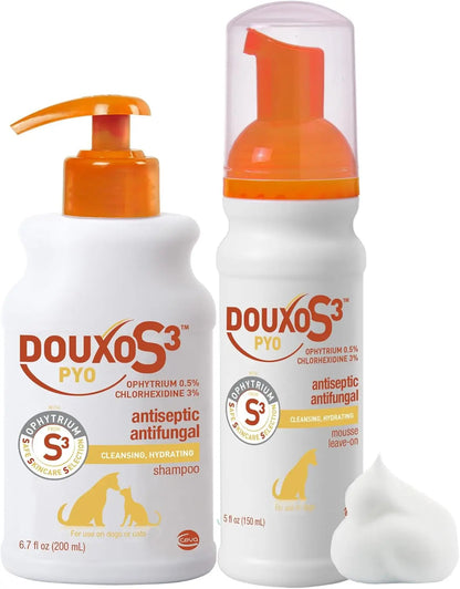 DOUXO S3 PYO Combo Set – Antibacterial Dog Shampoo &amp; Mousse, 2-Pack