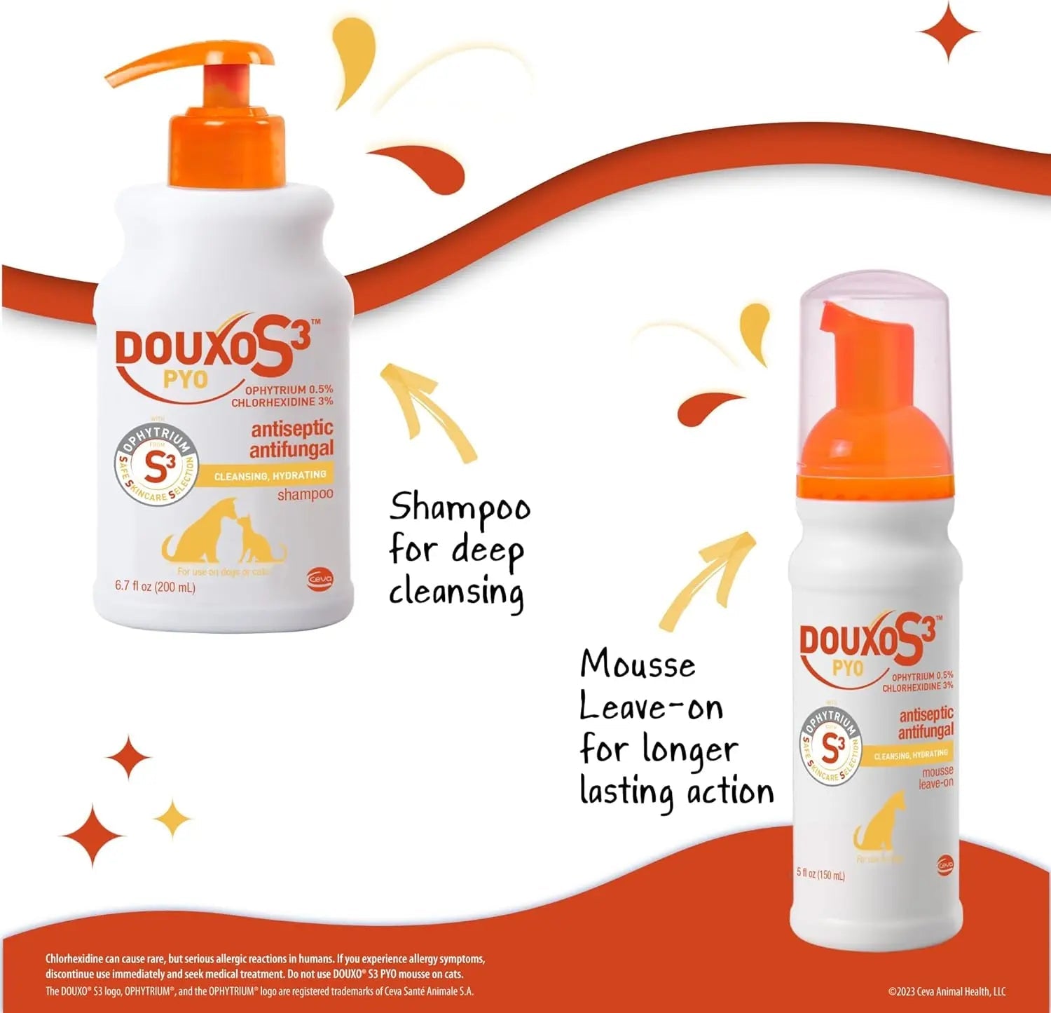 DOUXO S3 PYO Combo Set – Antibacterial Dog Shampoo &amp; Mousse, 2-Pack