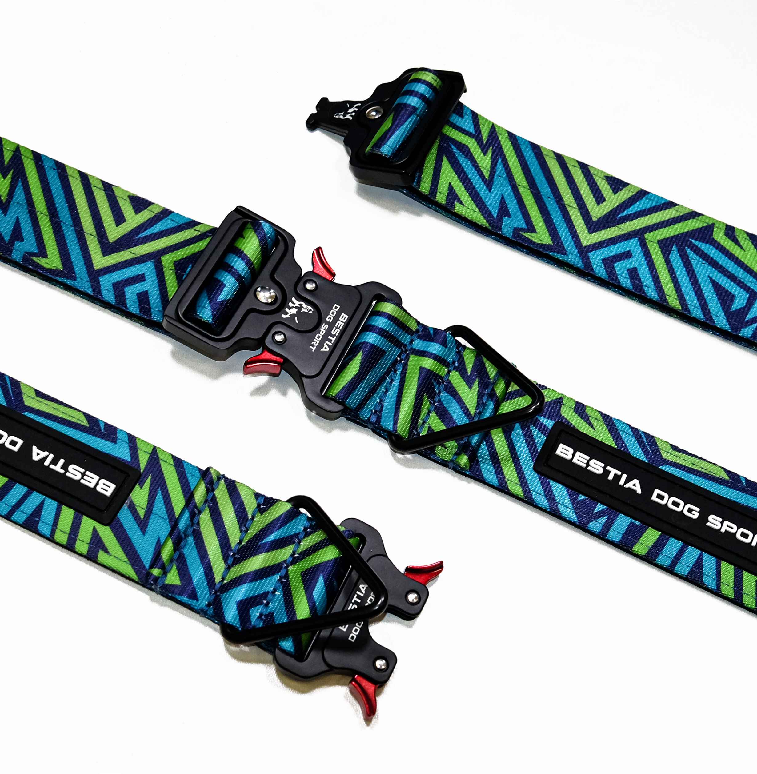 Bestia Dog Sport GripPro Print Collar - Blue&amp;Green