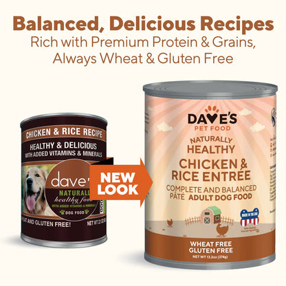 Dave’s Naturally Healthy Chicken &amp; Rice Recipe Wet Dog Food (13.2oz)
