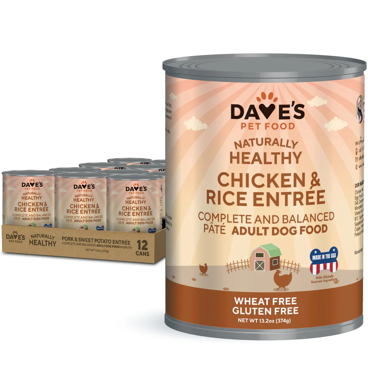 Dave’s Naturally Healthy Chicken &amp; Rice Recipe Wet Dog Food (13.2oz)