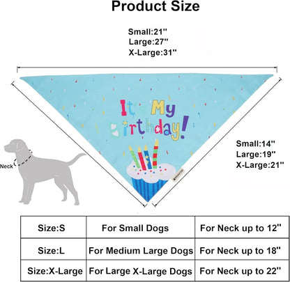 Dog Birthday Bandana, Party Hat &amp; Bow Tie Set for Small- Large Dogs