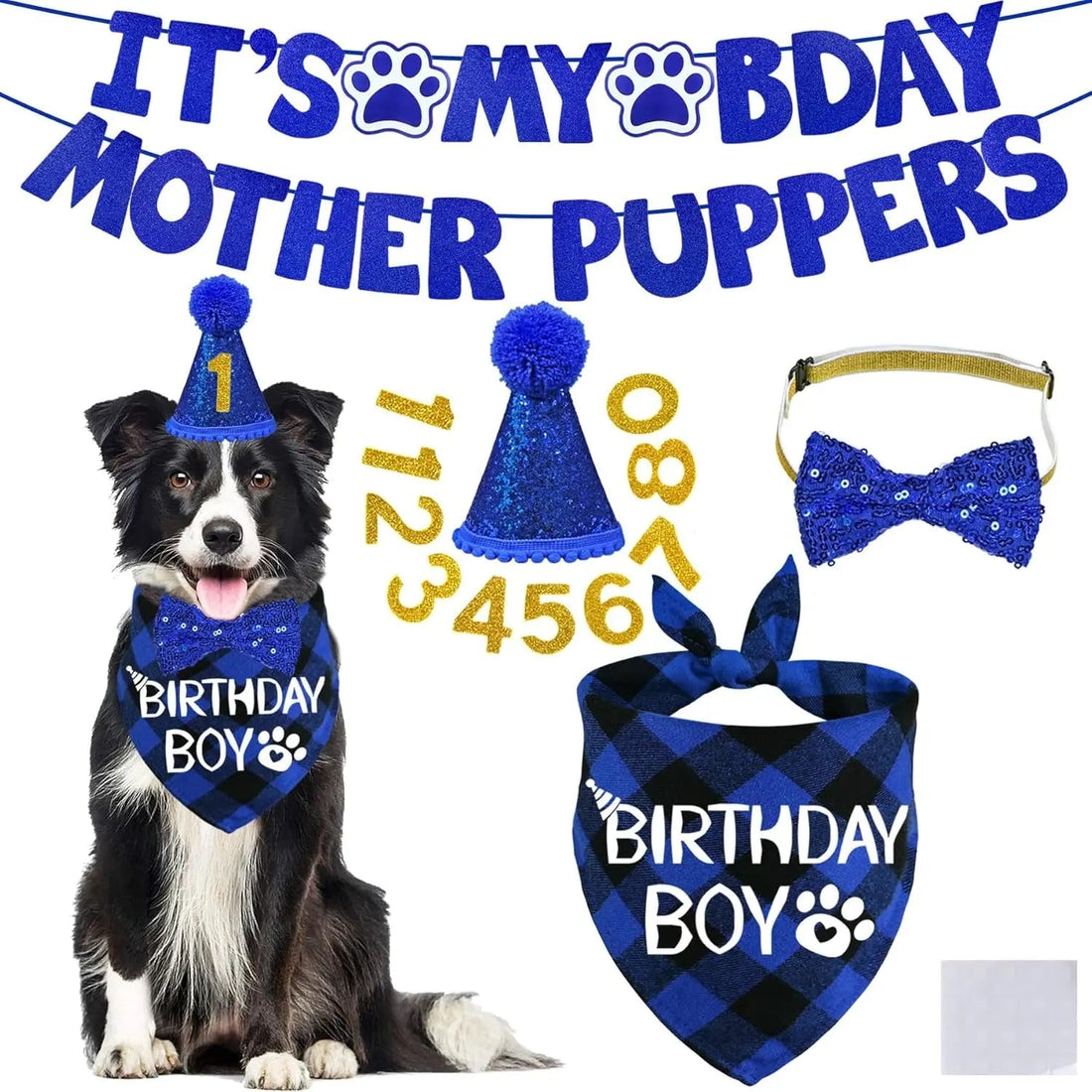 Dog Birthday Decorations Set Hat Bandana Bow Tie Banner Multi Size