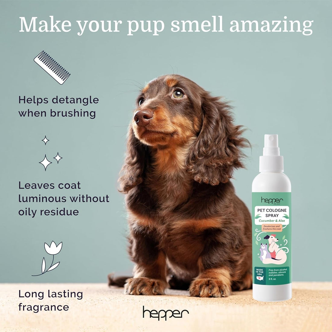 Dog Cat Cologne Spray Pet Deodorizer Fresh Aloe Cucumber Grooming Spray 8oz