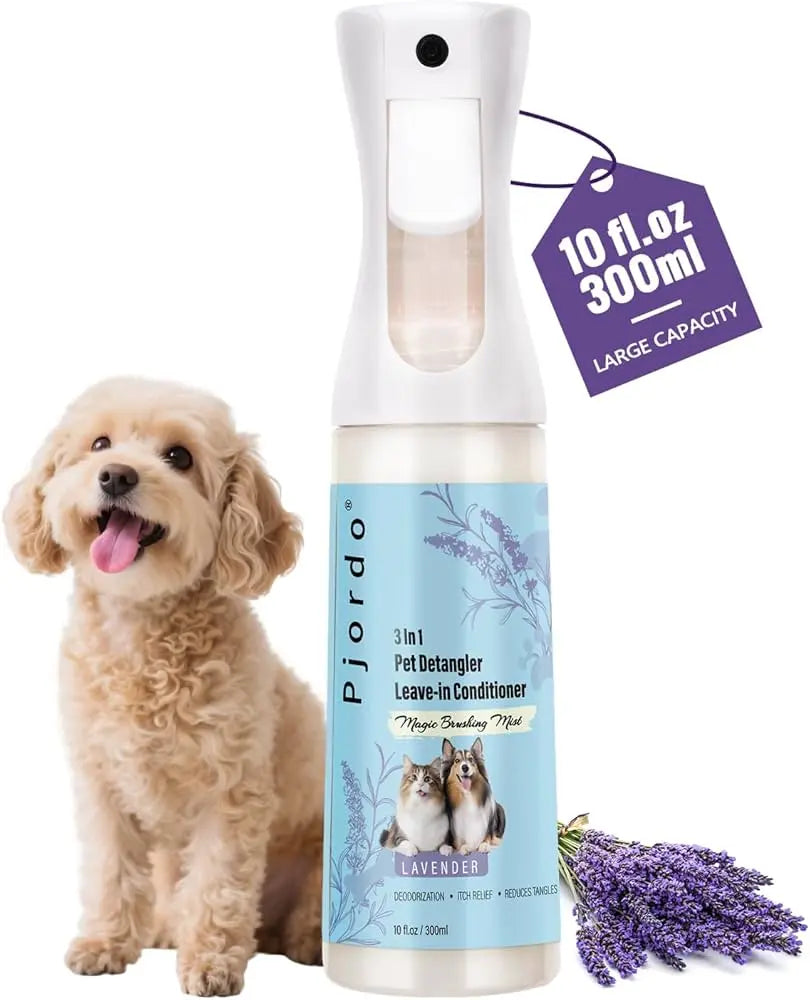 Dog Detangler Grooming Spray Leave-In Conditioner for Tangles &amp; Shedding 10oz