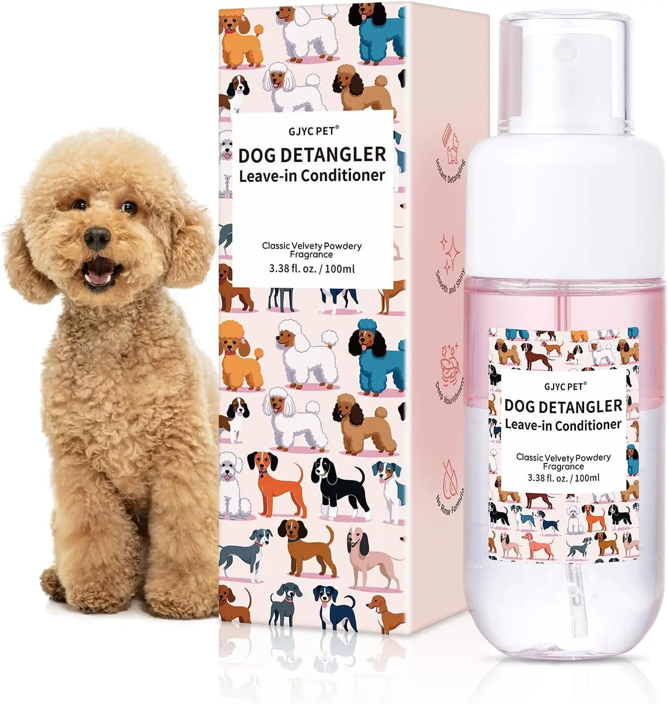 Dog Detangler &amp; Dematting Spray Leave-In Conditioner 3.38oz Jojoba Oil 2 Scent