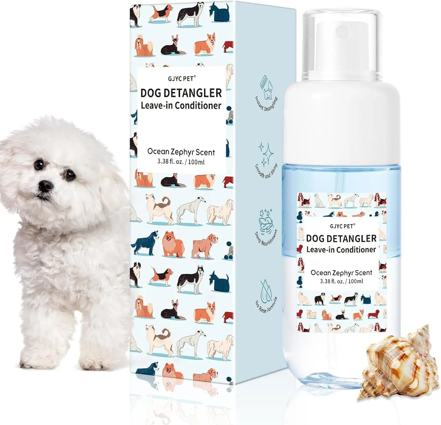 Dog Detangler &amp; Dematting Spray Leave-In Conditioner 3.38oz Jojoba Oil 2 Scent