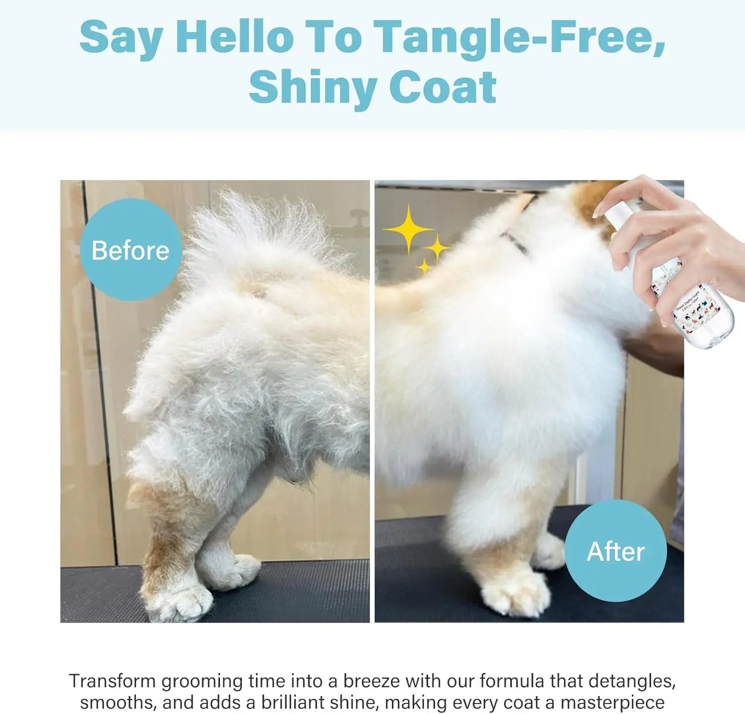 Dog Detangler &amp; Dematting Spray Leave-In Conditioner 3.38oz Jojoba Oil 2 Scent