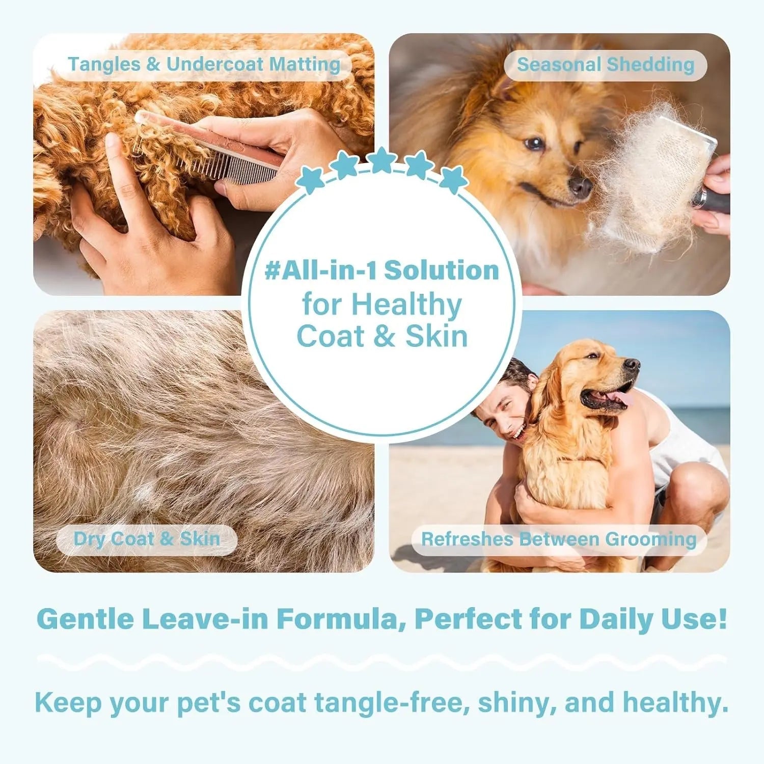 Dog Detangler &amp; Dematting Spray Leave-In Conditioner 3.38oz Jojoba Oil 2 Scent