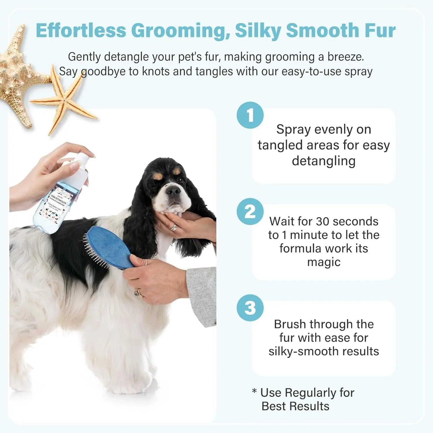 Dog Detangler &amp; Dematting Spray Leave-In Conditioner 3.38oz Jojoba Oil 2 Scent