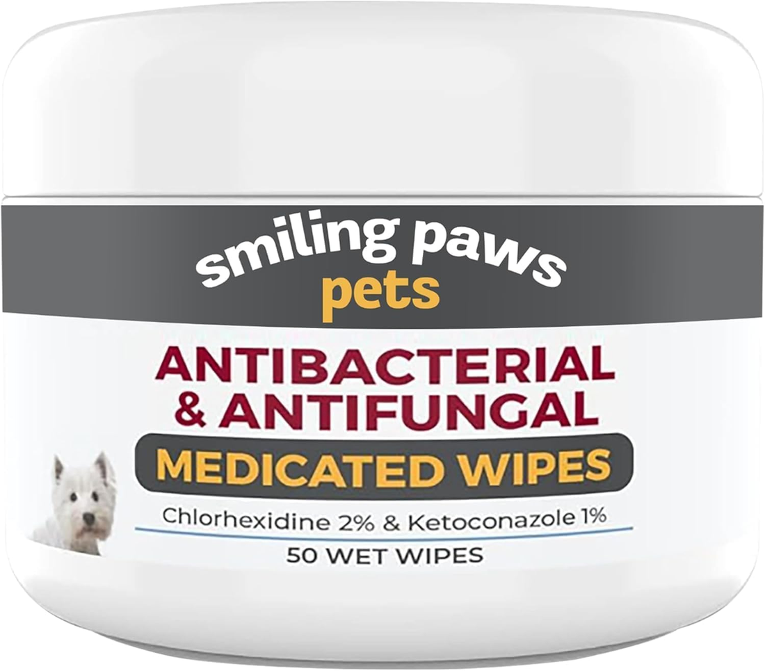Dog Medicated Wipes Chlorhexidine Ketoconazole Antibacterial Antifungal