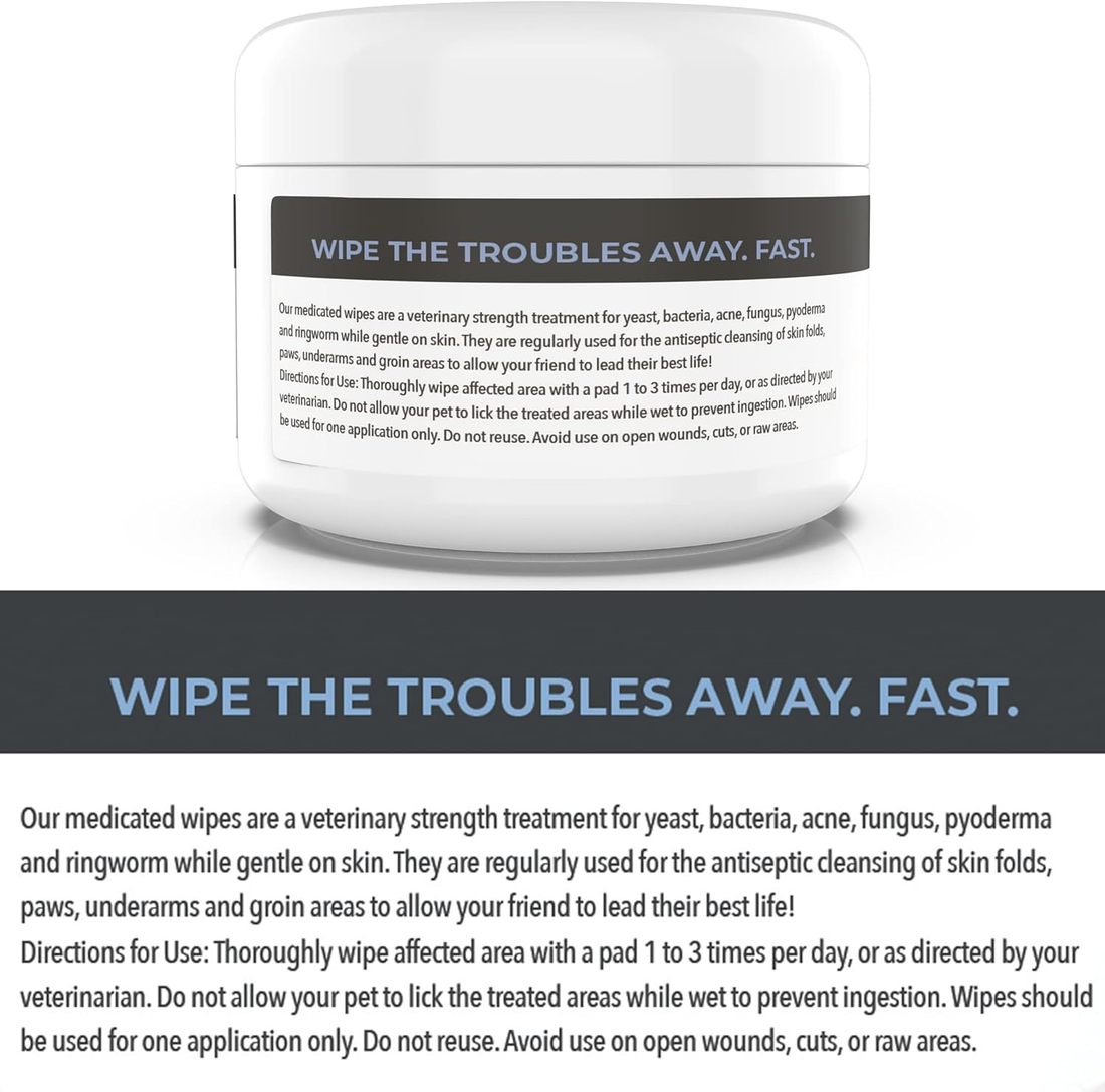 Dog Medicated Wipes Chlorhexidine Ketoconazole Antibacterial Antifungal