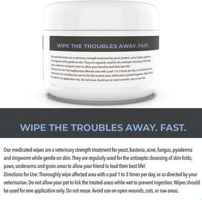 Dog Medicated Wipes Chlorhexidine Ketoconazole Antibacterial Antifungal