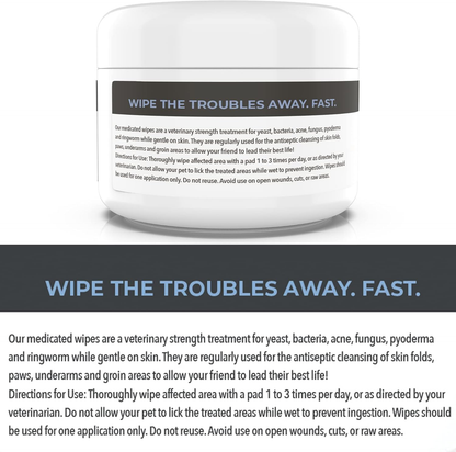 Dog Medicated Wipes Chlorhexidine Ketoconazole Antibacterial Antifungal