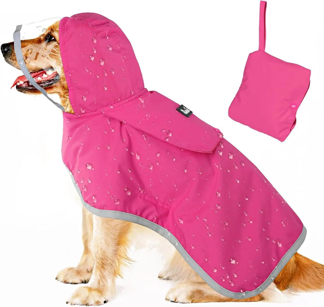 Dog Raincoat with Clear Hood Reflective Trim Adjustable XS–3XL in 3 colors