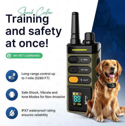 Dog Training Collar for up to 2 Dogs Remote Waterproof Rechargeable 1 Mile Range
