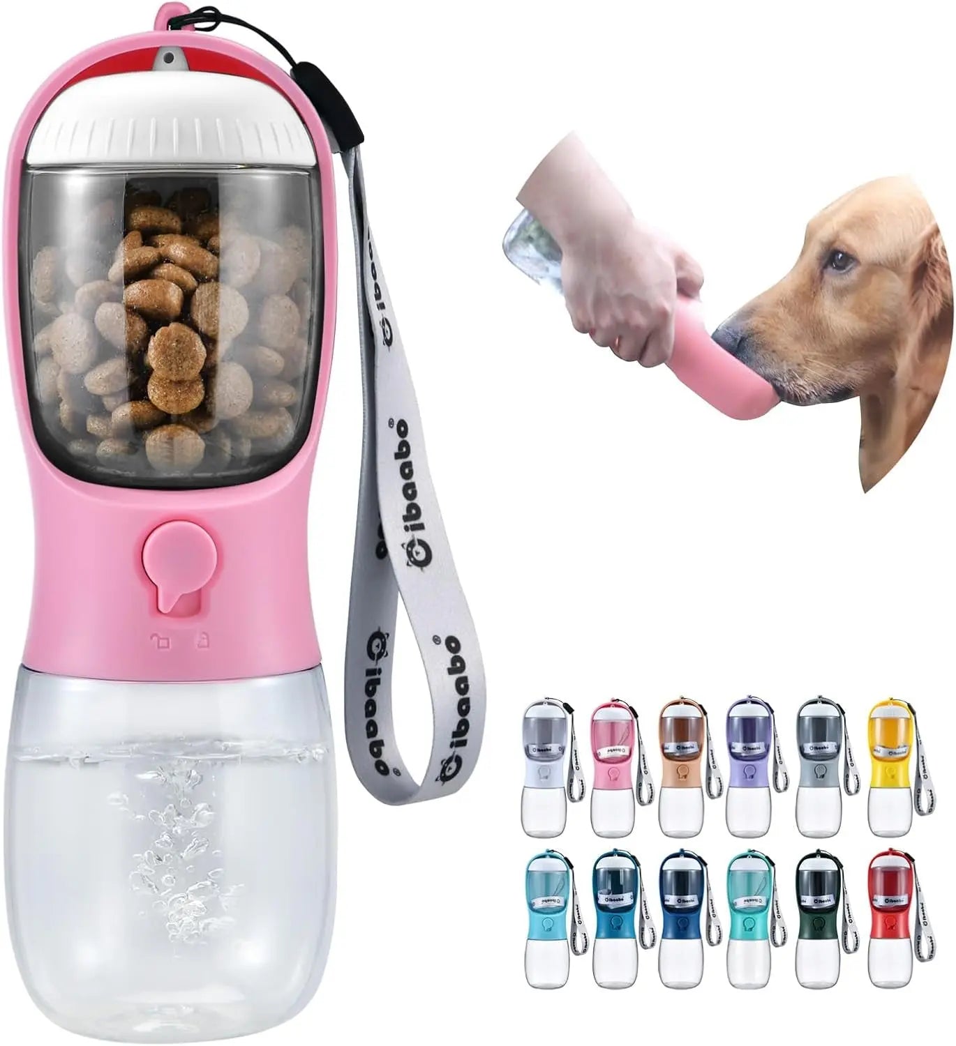 Dog Water &amp; Food Bottle Portable 2in1 Dispenser Filter Leak Proof Travel Hiking