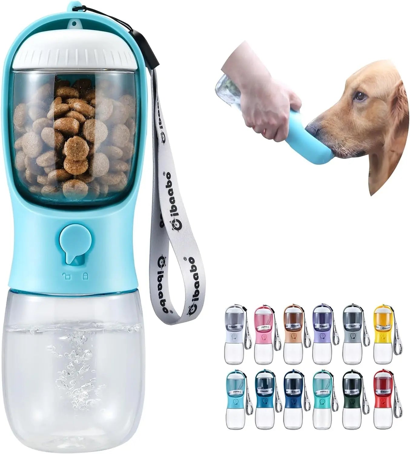 Dog Water &amp; Food Bottle Portable 2in1 Dispenser Filter Leak Proof Travel Hiking