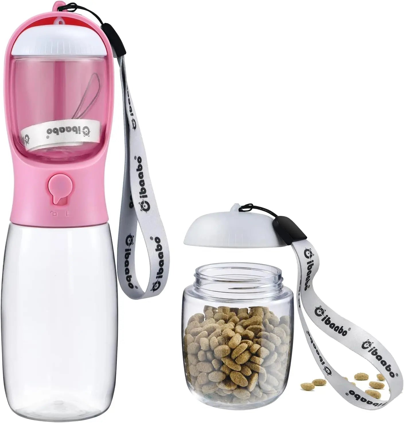 Dog Water &amp; Food Bottle Portable 2in1 Dispenser Filter Leak Proof Travel Hiking