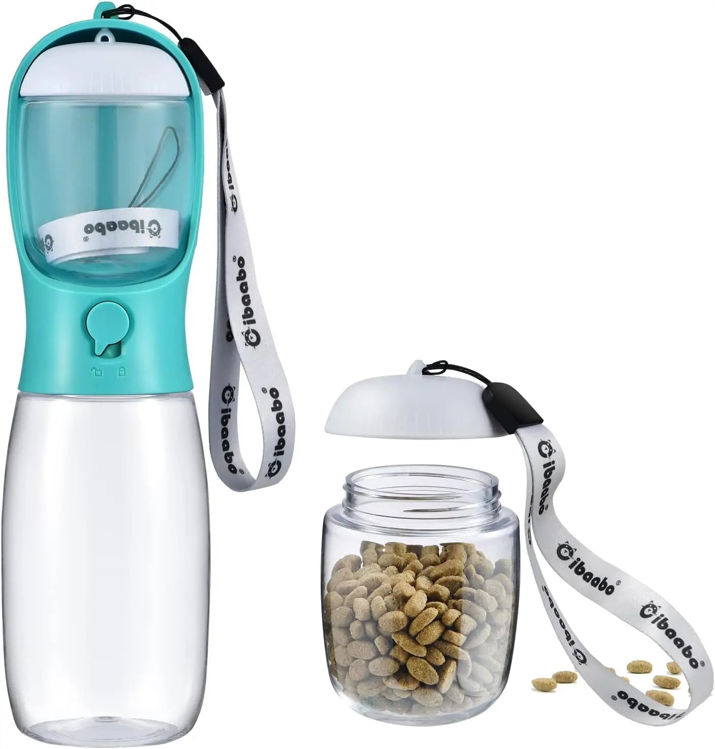 Dog Water &amp; Food Bottle Portable 2in1 Dispenser Filter Leak Proof Travel Hiking