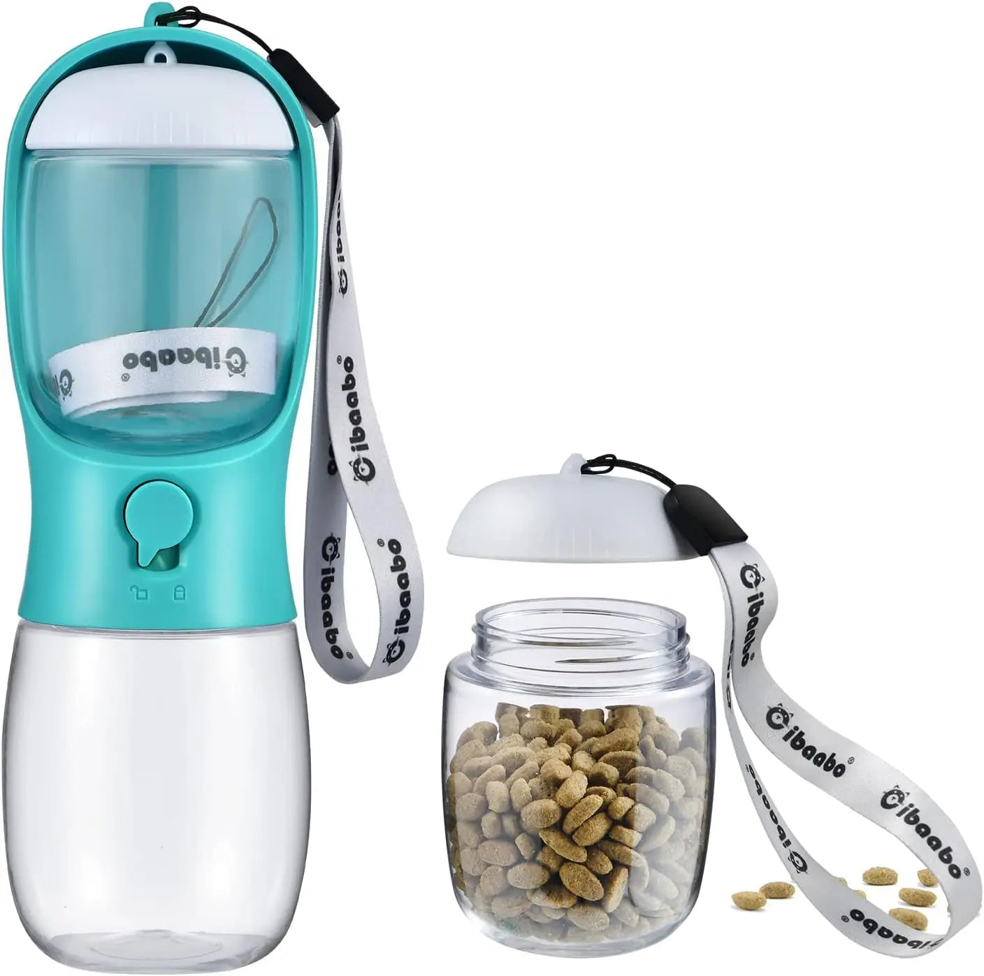 Dog Water &amp; Food Bottle Portable 2in1 Dispenser Filter Leak Proof Travel Hiking