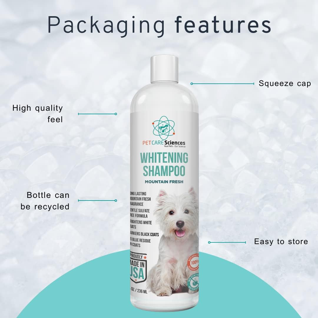 Dog Whitening Shampoo 8oz Tearless Natural Brightening White &amp; Dark Coats