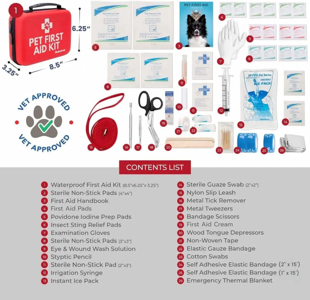 Dog &amp; Cat First Aid Kit Vet Approved Emergency Supplies Travel Home RV
