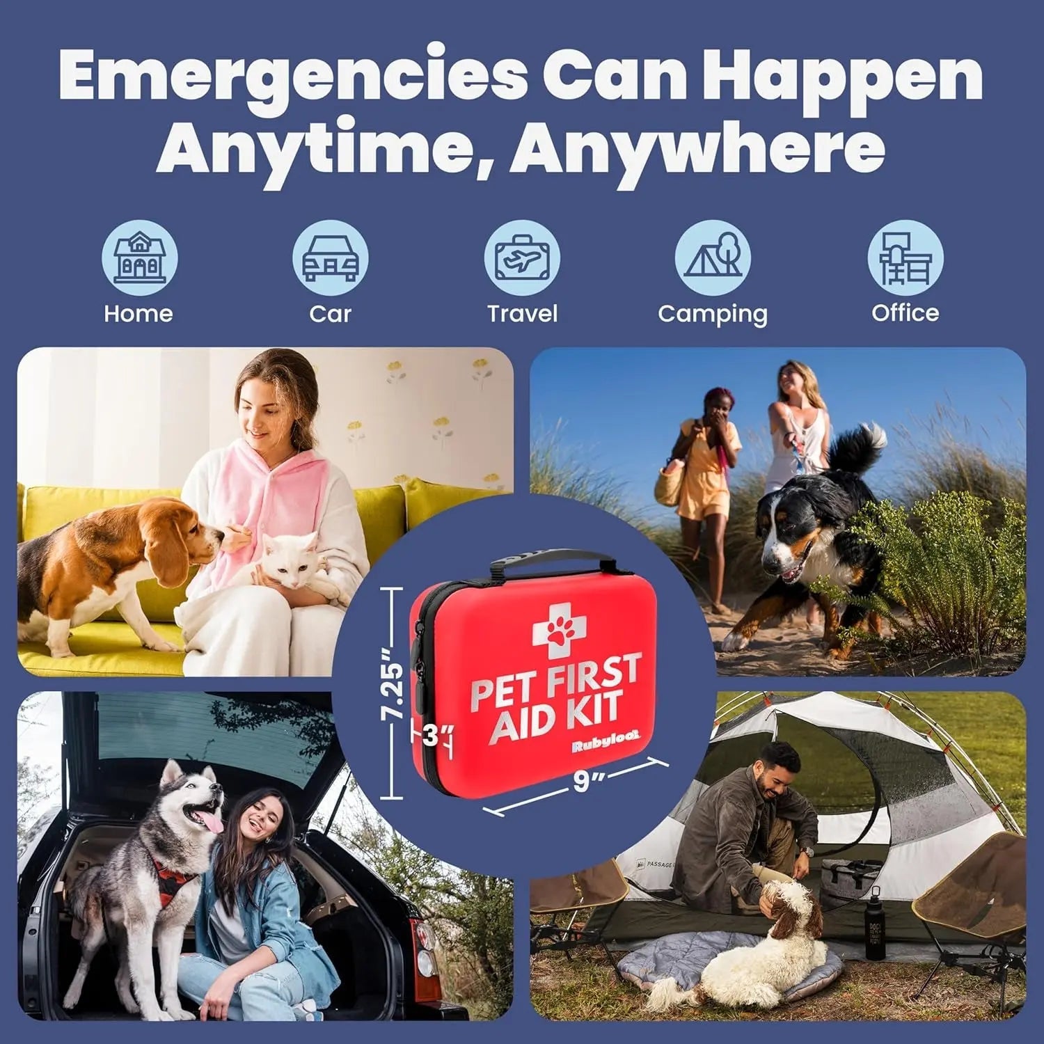 Dog &amp; Cat First Aid Kit Vet Approved Emergency Supplies Travel Home RV