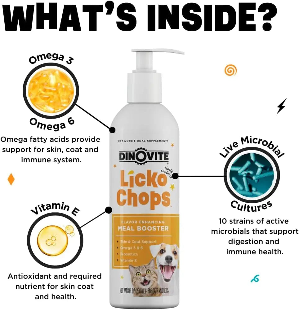 Dog &amp; Cat Omega 3 6 Supplement Probiotics Vitamin E Skin Coat 16oz Pump