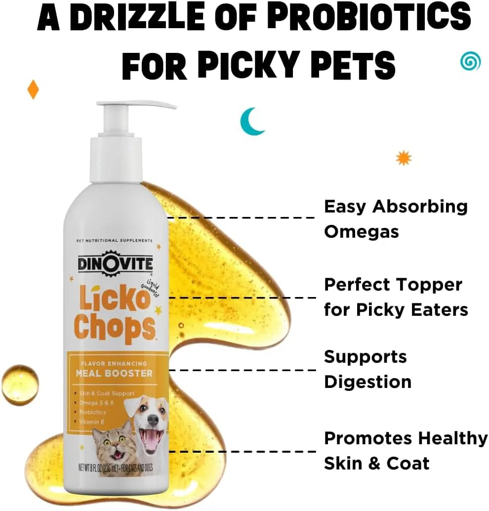 Dog &amp; Cat Omega 3 6 Supplement Probiotics Vitamin E Skin Coat 16oz Pump