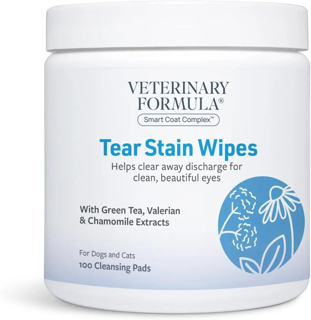 Dog &amp; Cat Tear Stain Eye Wipes Fragrance Free Facial Cleaning 100 Ct
