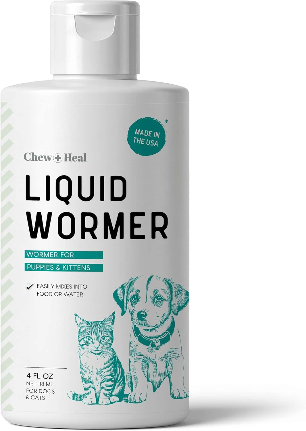 Dog &amp; Cat Wormer Liquid 4oz Puppy Kitten Dewormer Made in USA