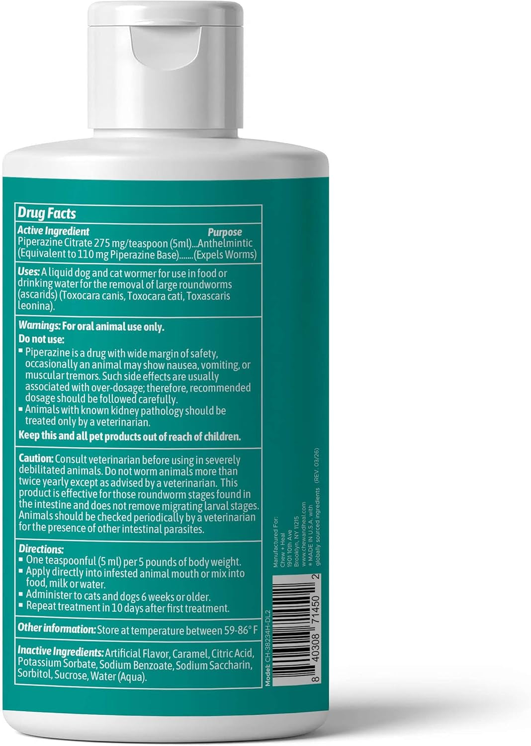 Dog &amp; Cat Wormer Liquid 4oz Puppy Kitten Dewormer Made in USA