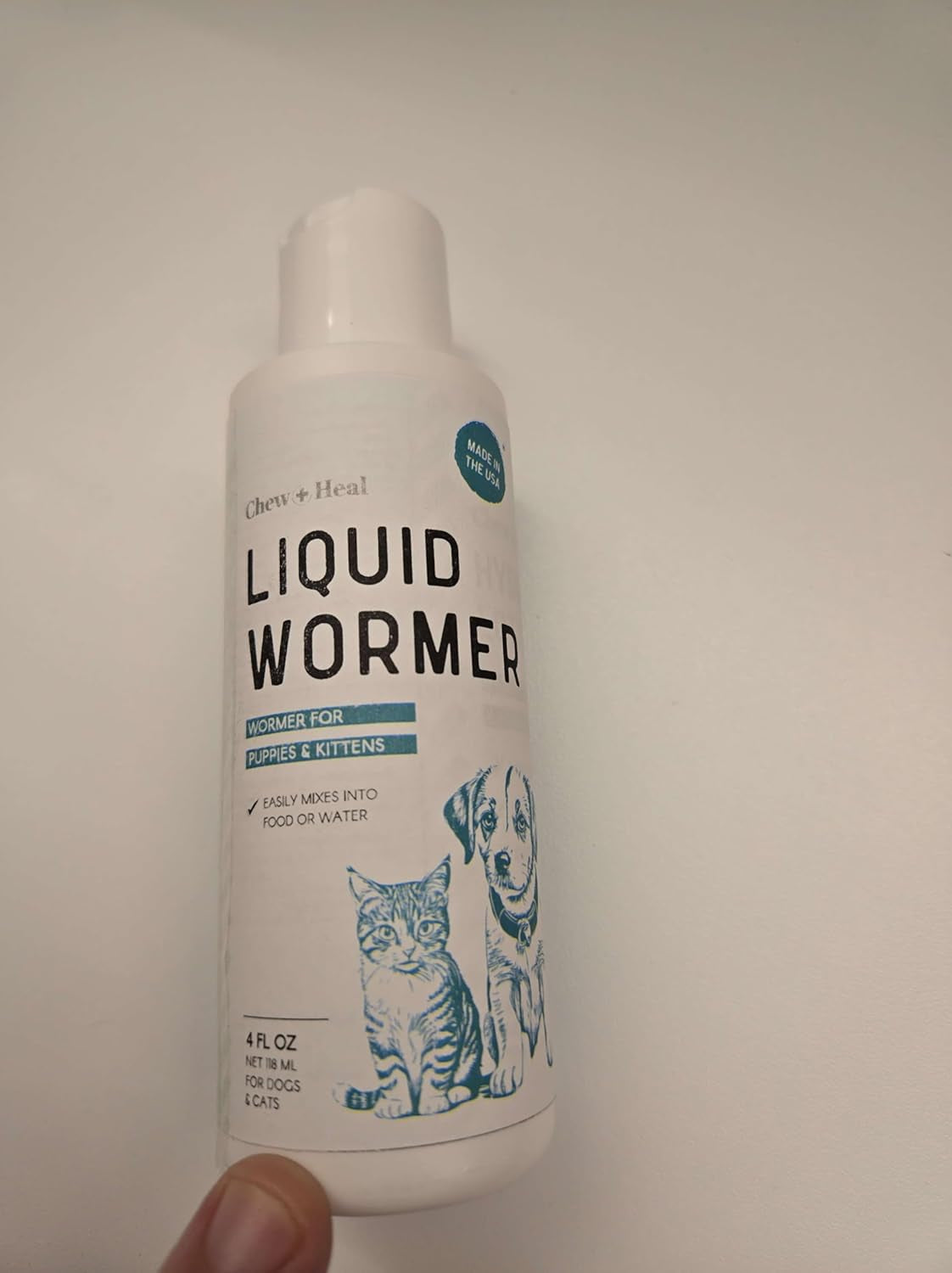 Dog &amp; Cat Wormer Liquid 4oz Puppy Kitten Dewormer Made in USA