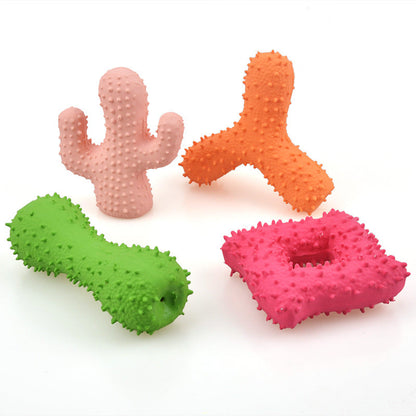 New Pet Latex Toy with Spiked Bone and Four-Corner Square Latex Sound Toy Durable Teeth-Cleaning Dog Toy
