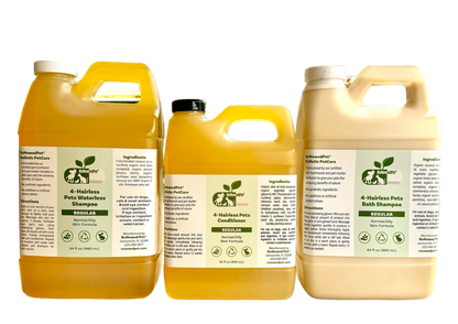 4-HAIRLESS PETS REGULAR SHAMPOO, WATERLESS SHAMPOO &amp; CONDITIONER KIT