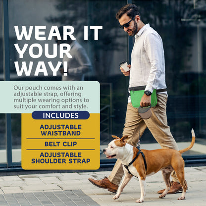 Katziela Expandable Pet Treat Pouch - Hands Free Dog Treat Pouch, Quick Access Magnet Closure - Anti Spill Dog Treat Bag - Treat Pouches for Pet Training, Adjustable Shoulder Strap &amp; Belt Clip