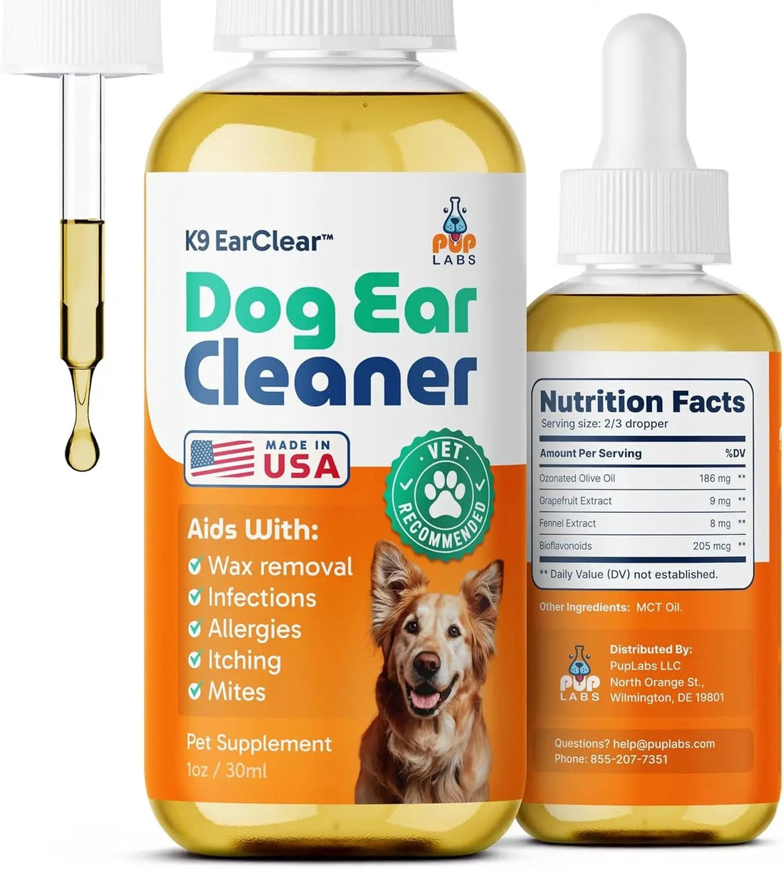 Ear Clear Natural Dog Ear Cleaner – Soothing Drops for Wax, Itch &amp; Irritation