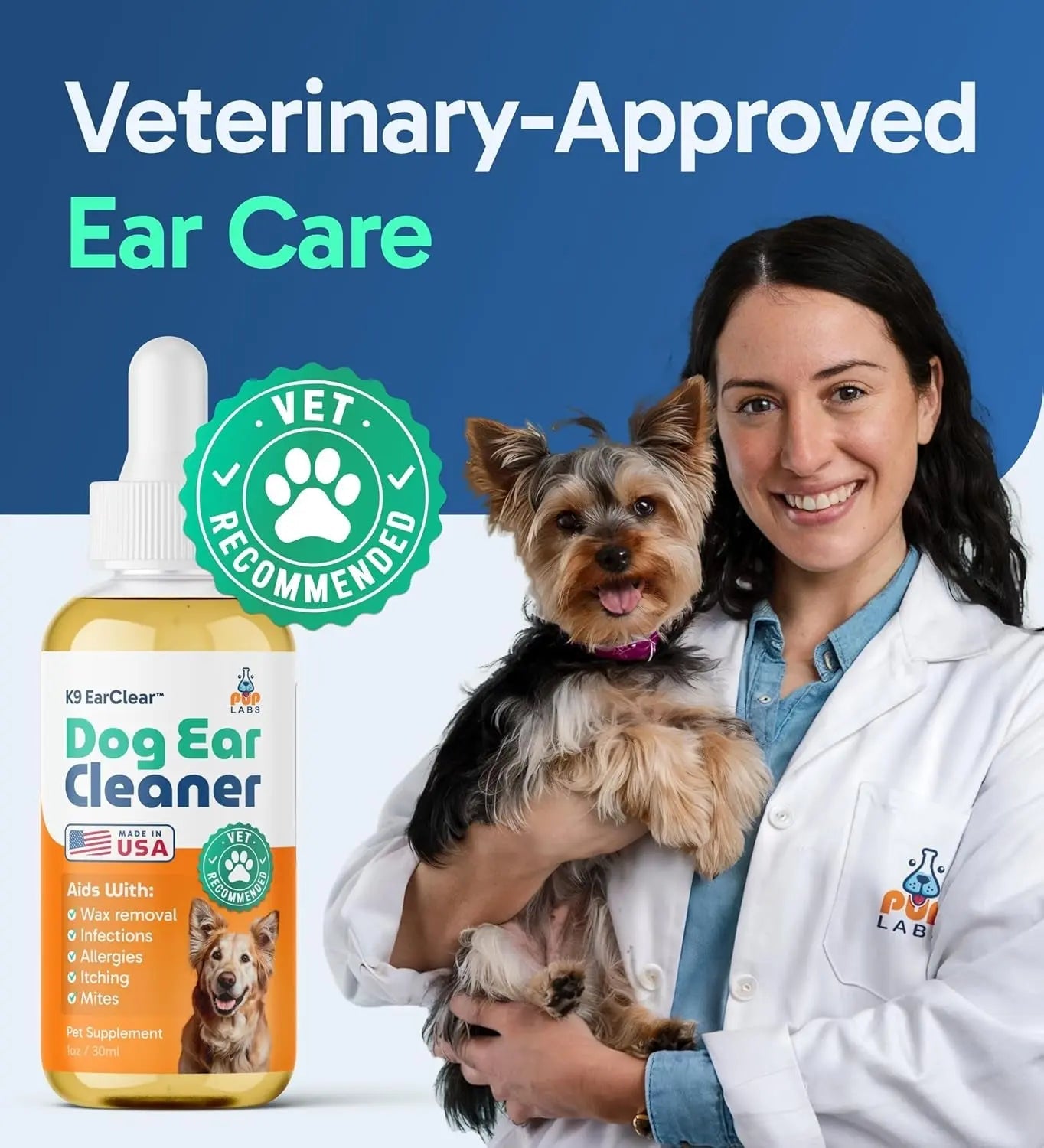 Ear Clear Natural Dog Ear Cleaner – Soothing Drops for Wax, Itch &amp; Irritation